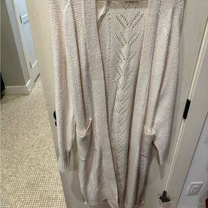 Abercrombie & Fitch Cream Open-Front Cardigan